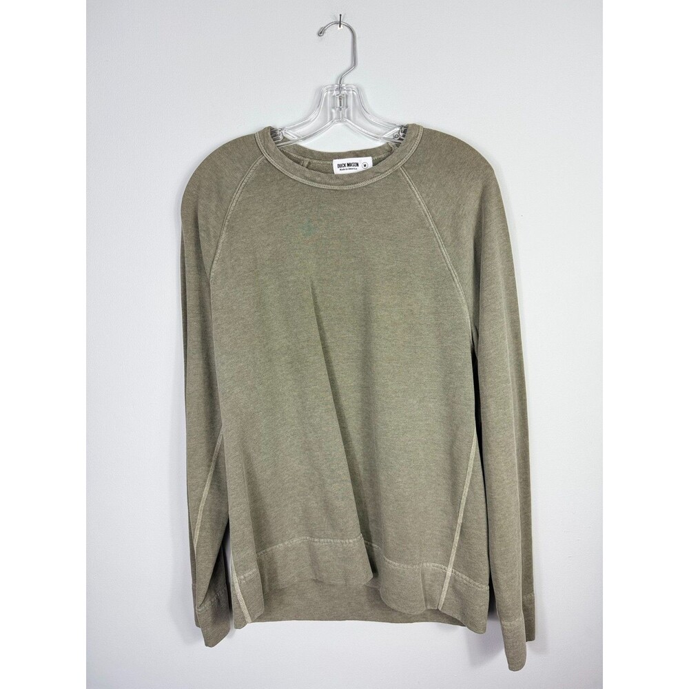 Buck Mason Army Green Vintage French Terry Raglan Crew Neck Sweatshirt M